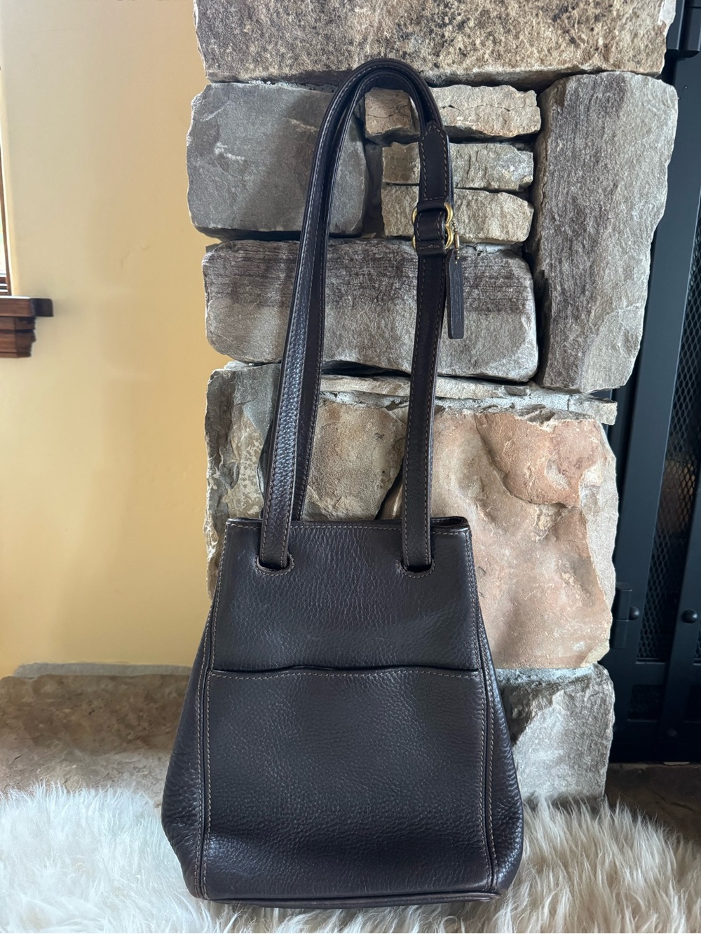 Coach Vintage Sonoma Pebbled Dark Brown Leather Drawstring Bucket Bag 4923